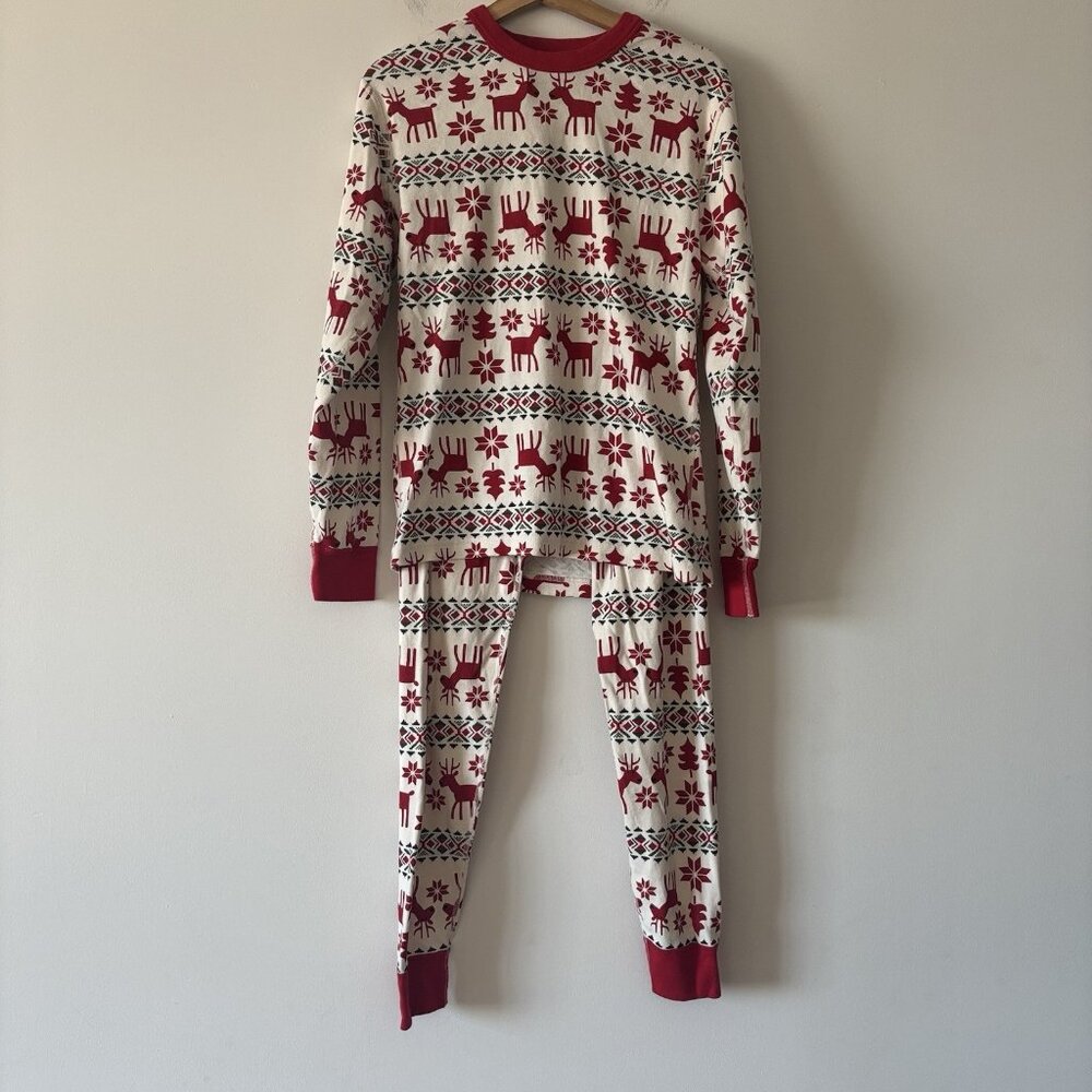 Hanna Andersson Adult Fair Isle Reindeer Pajama Top & Pant Set Sz Medium Holiday